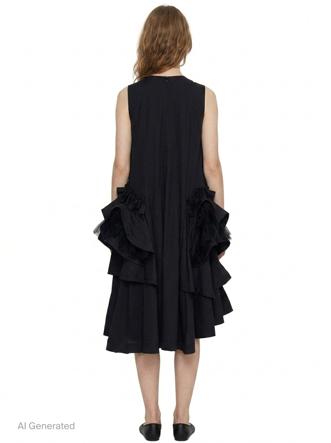 Sleeveless Cascading Ruffle Dress | Noir Kei Ninomiya | Club21 - back