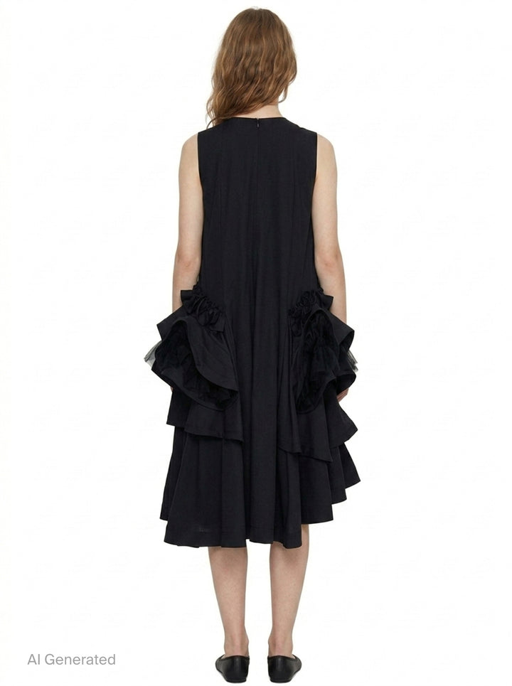 Sleeveless Cascading Ruffle Dress | Noir Kei Ninomiya | Club21 - back