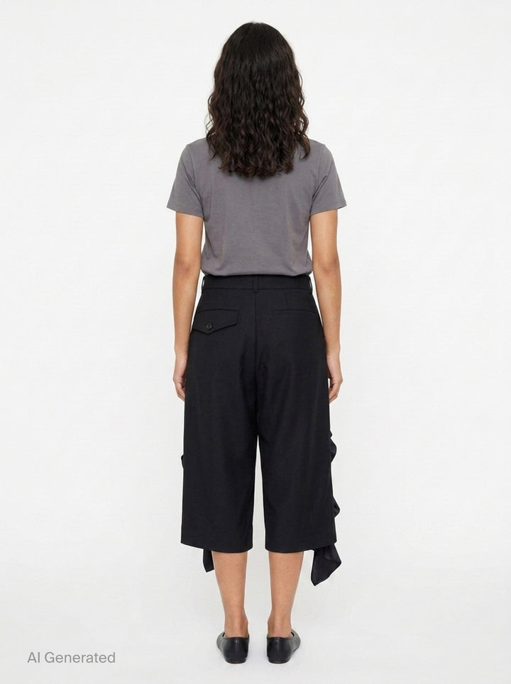 Straight-Cut Ruffle Trousers | Noir Kei Ninomiya | Club21 - back
