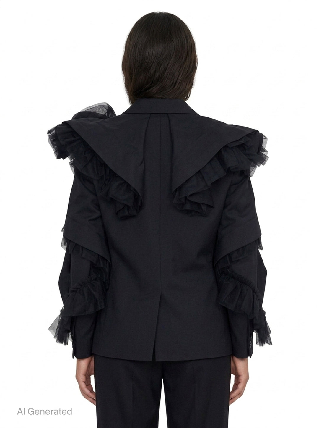 Tulle Ruffle Tailored Blazer | Noir Kei Ninomiya | Club21 - back