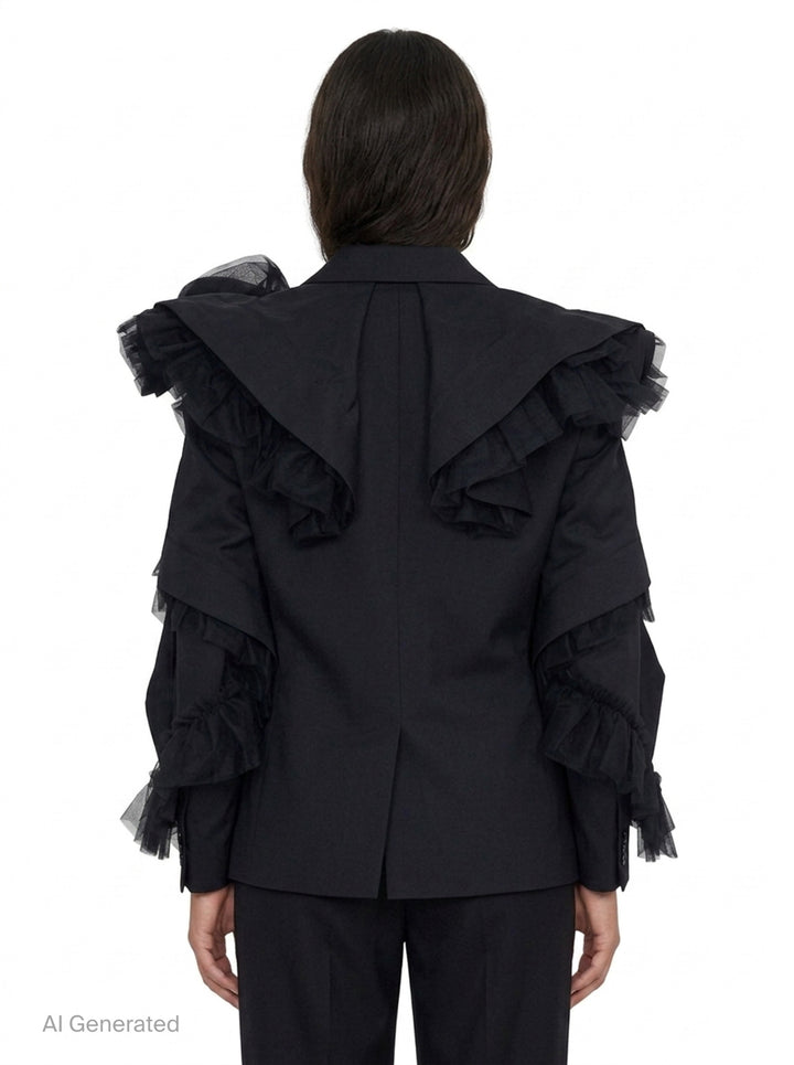 Tulle Ruffle Tailored Blazer | Noir Kei Ninomiya | Club21 - back