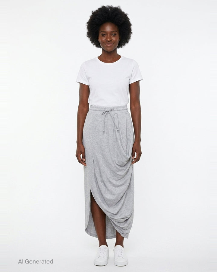 Draped Cotton Maxi Skirt | Open YY | Club21 - front