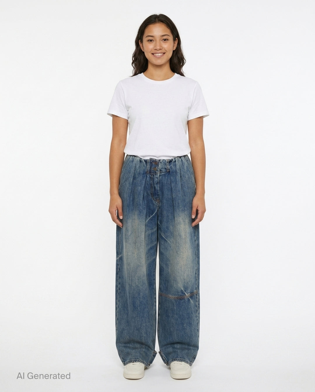 Full Gather Wide Leg Jeans | Open YY | Club21 - front