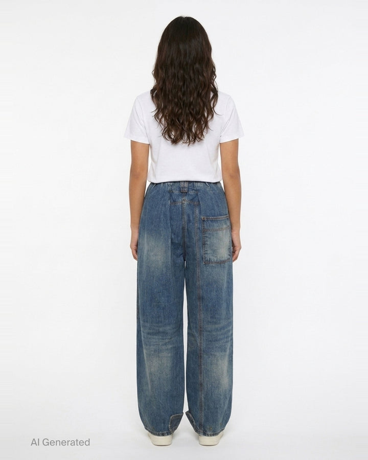 Full Gather Wide Leg Jeans | Open YY | Club21 - back