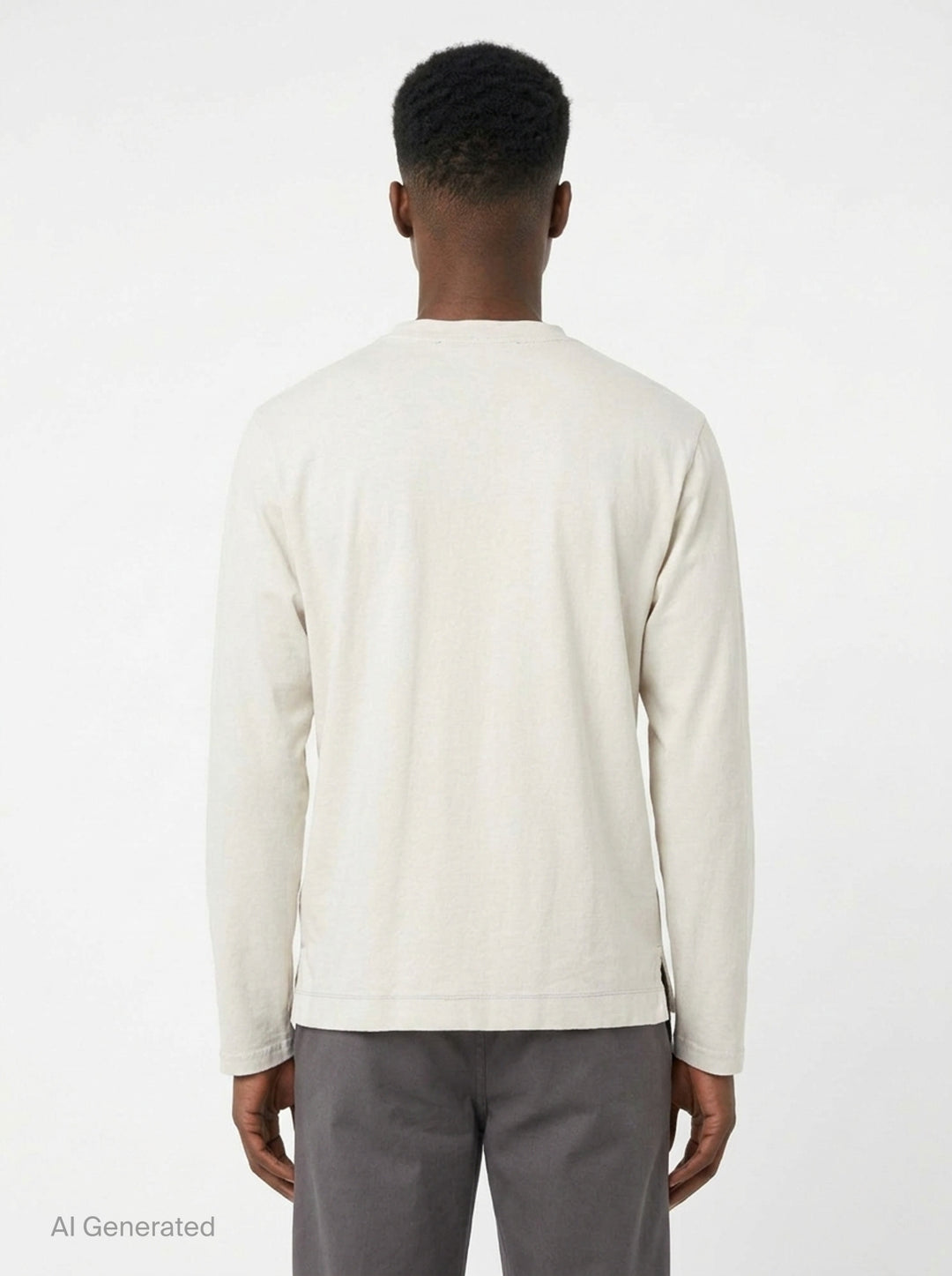 Our Legacy Box Long Sleeve Tee in ivory with a large stipple-illustrated skeletal winged horse graphic across the chest, relaxed box fit with crew neck - back
