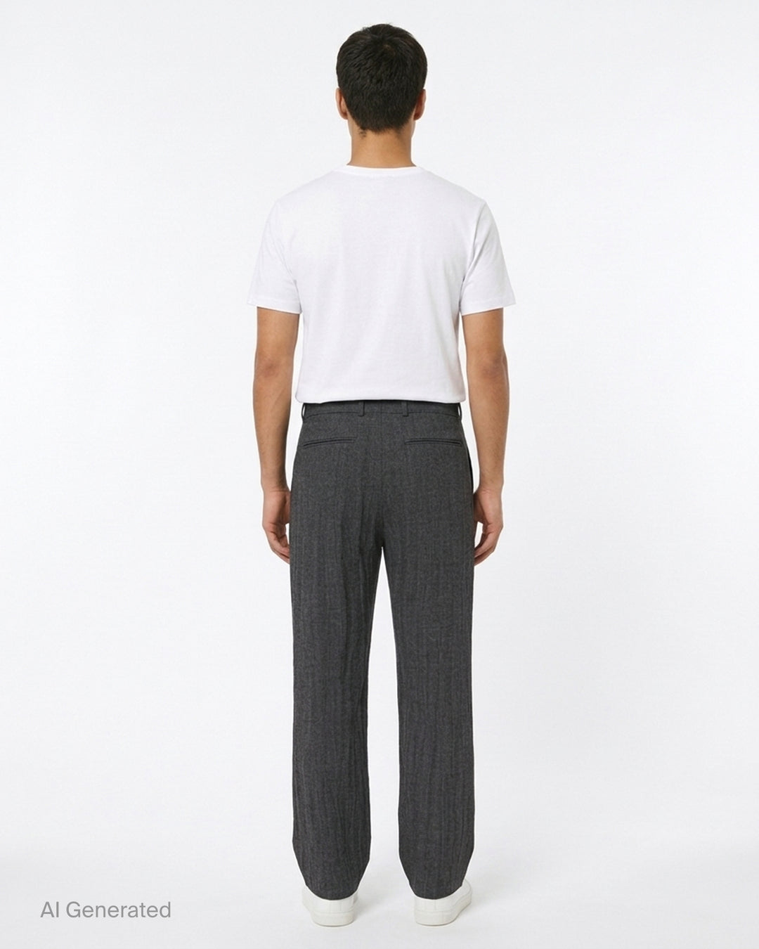 Our Legacy charcoal grey pleated slack trousers with a textured weave and straight-leg silhouette, shown from the front - back