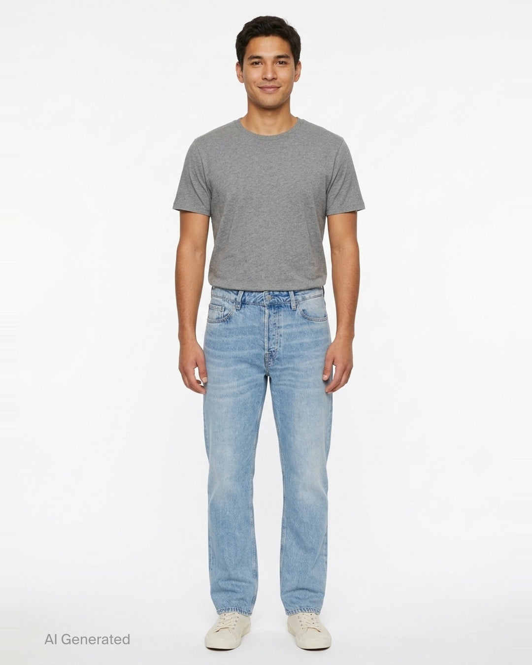 Our Legacy Slate Cut Jeans in light blue stonewash, relaxed straight-leg silhouette with five-pocket construction and vintage-style fading, front view on white background - front