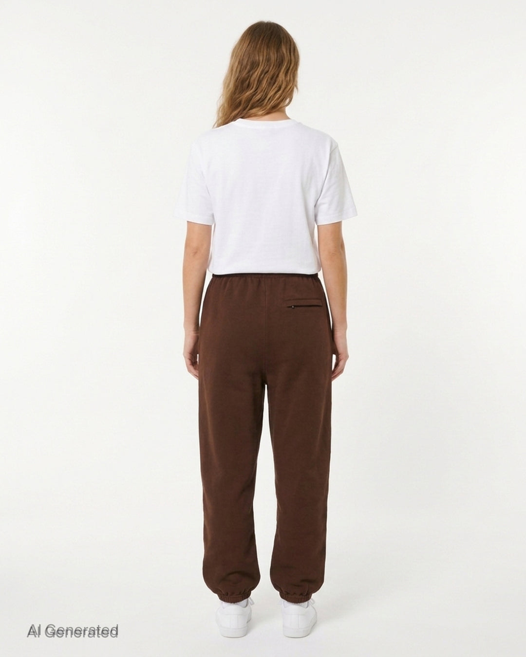 Passion Target Practice brown joggers with elasticated waist and cuffs, featuring a cream hand-drawn star graphic and Shoot For The Stars script - back