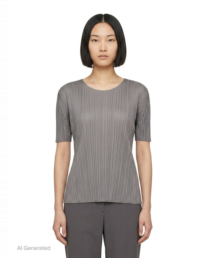 Short Sleeve Pleated Top | Pleats Please Issey Miyake | Club21 - front