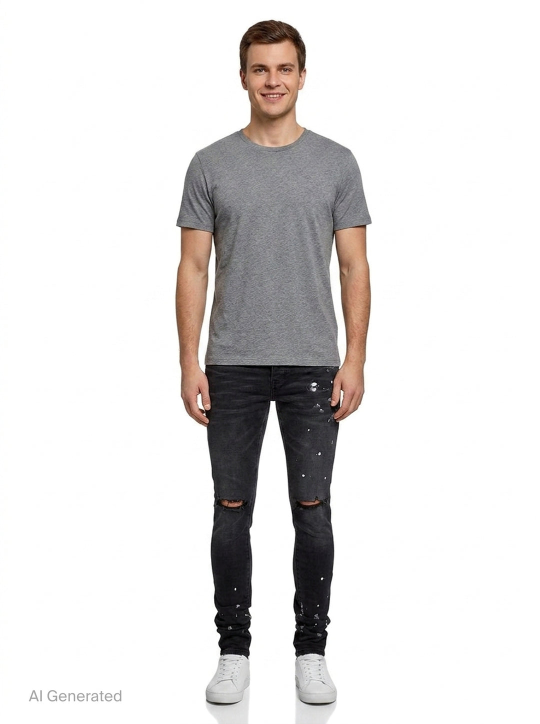 Black Resin Knee Slit Jeans | Purple | Club21 - front