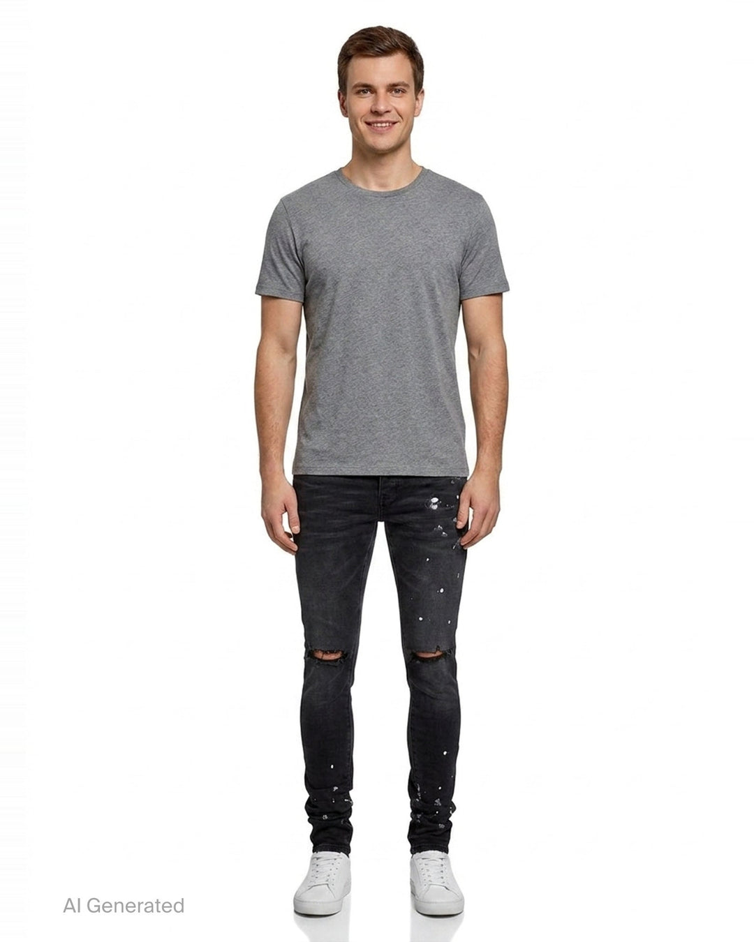 Black Resin Knee Slit Jeans | Purple | Club21 - front