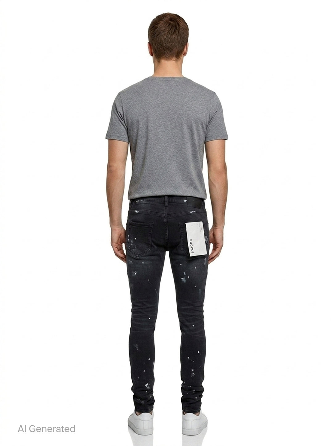 Black Resin Knee Slit Jeans | Purple | Club21 - back