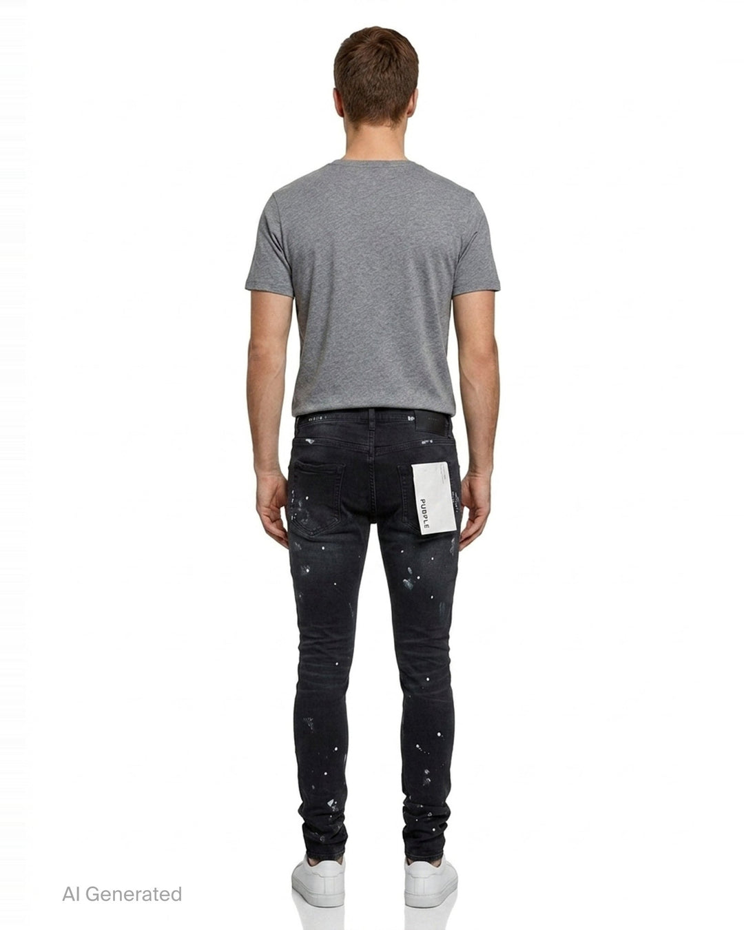 Black Resin Knee Slit Jeans | Purple | Club21 - back