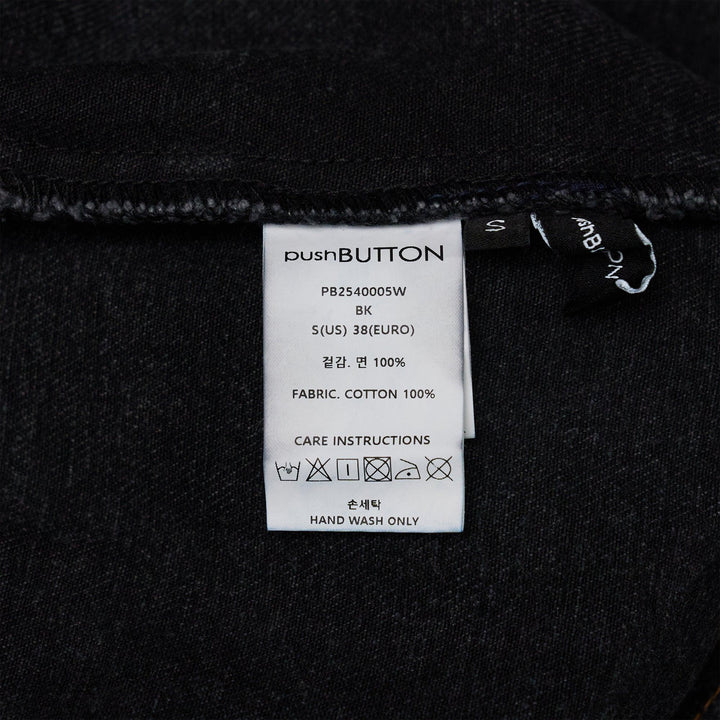 Club21 - pushBUTTON - Black Strap Point Denim Shirt - BLOUSON - Black