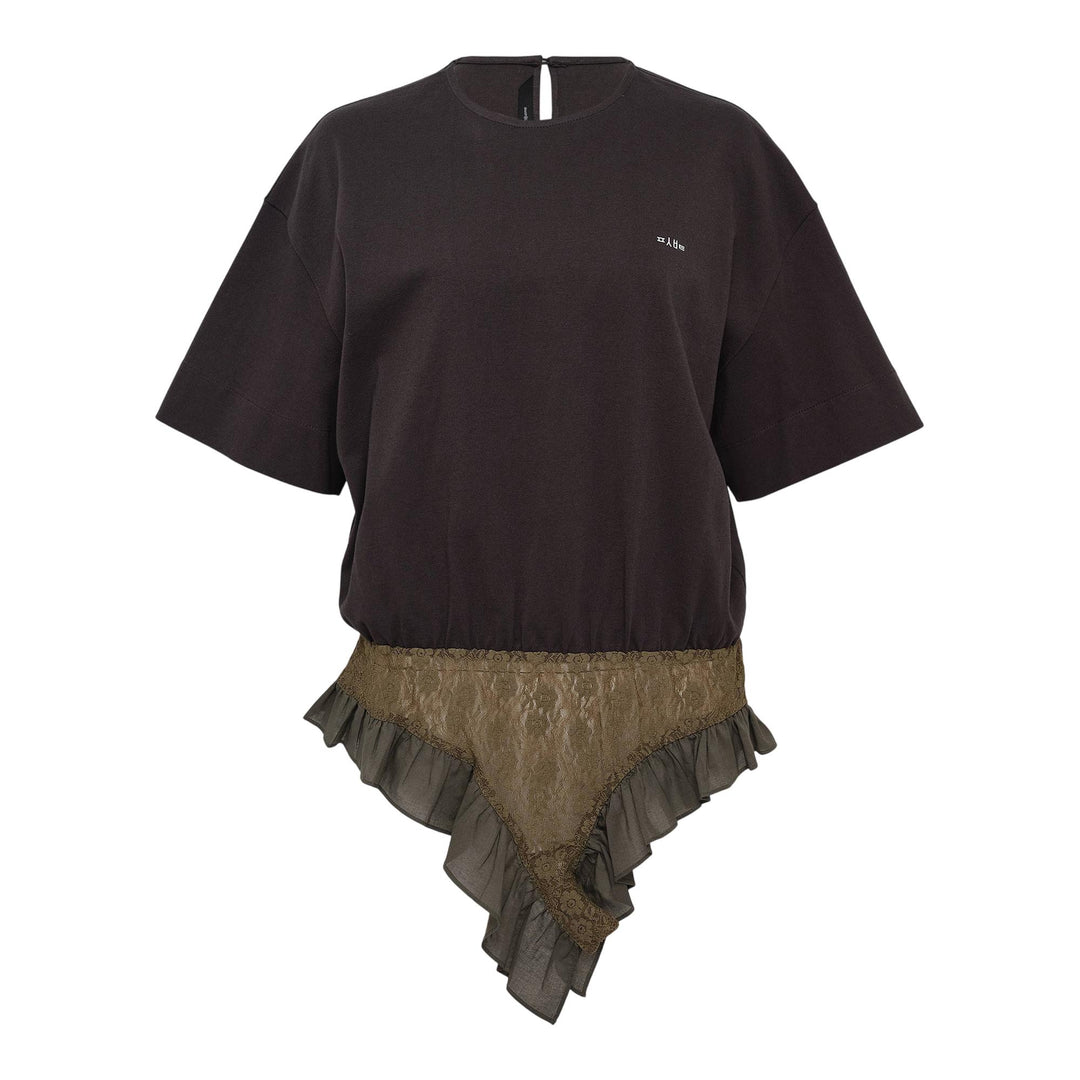 Club21 - pushBUTTON - Dark Gray Ruffle Panty Top - TEES - Grey