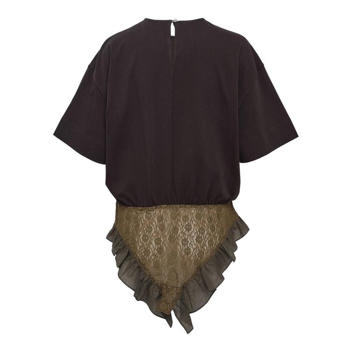 Club21 - pushBUTTON - Dark Gray Ruffle Panty Top - TEES - Grey