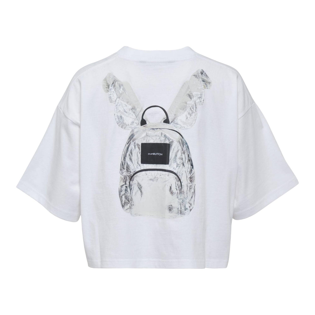 Club21 - pushBUTTON - White Backpack Printed T-Shirt - TEES - White