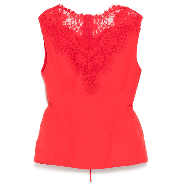 pushBUTTON_White_Hourglass_Sleeveless_Top_Red