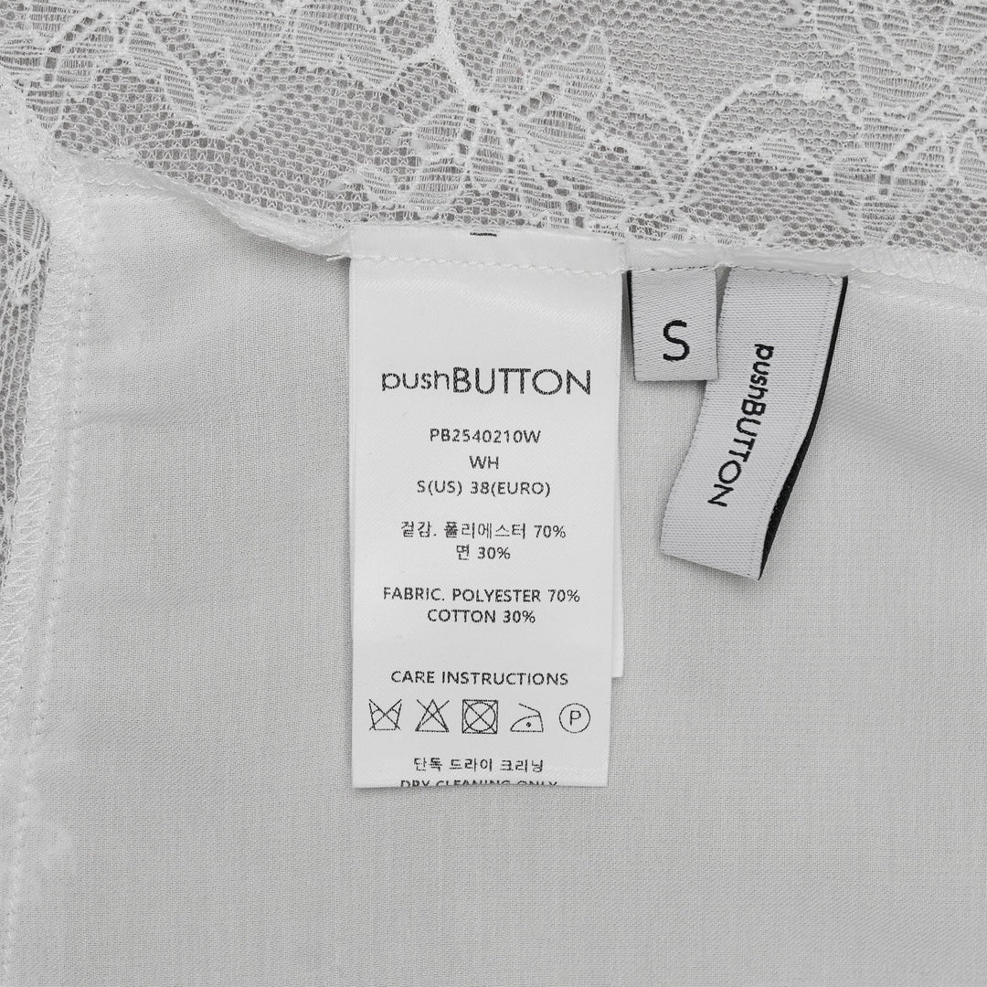 Club21 - pushBUTTON - White Lace Trim Darted Top - BLOUSES - White