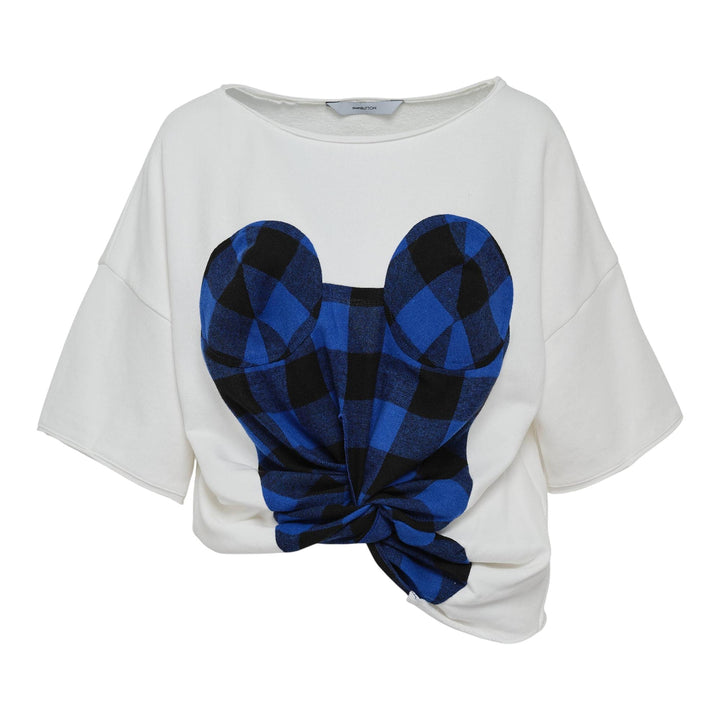 Club21 - pushBUTTON - White Twisted Hem Top - TEES - White