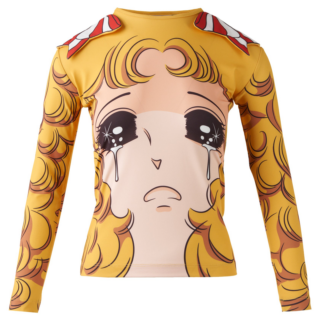 Yellow Crying Girl Ribbon Jersey Top