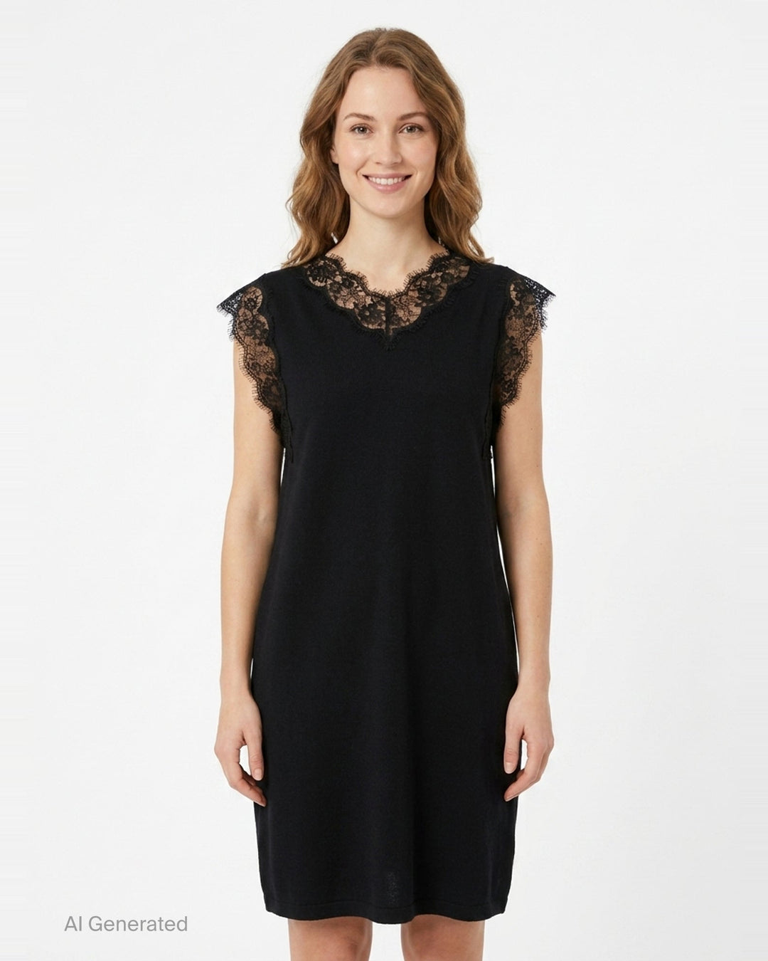 Black Lace Trim Dress | pushBUTTON | Club21 - front