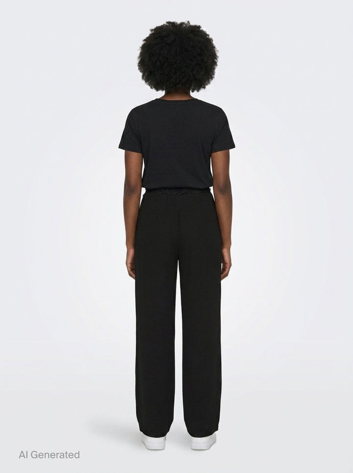 Black Lace Trim Wide Pants | pushBUTTON | Club21 - back