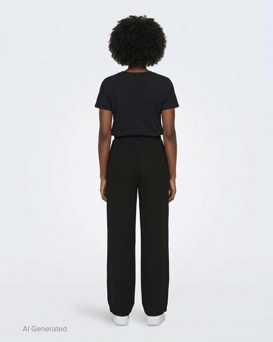 Black Lace Trim Wide Pants | pushBUTTON | Club21 - back