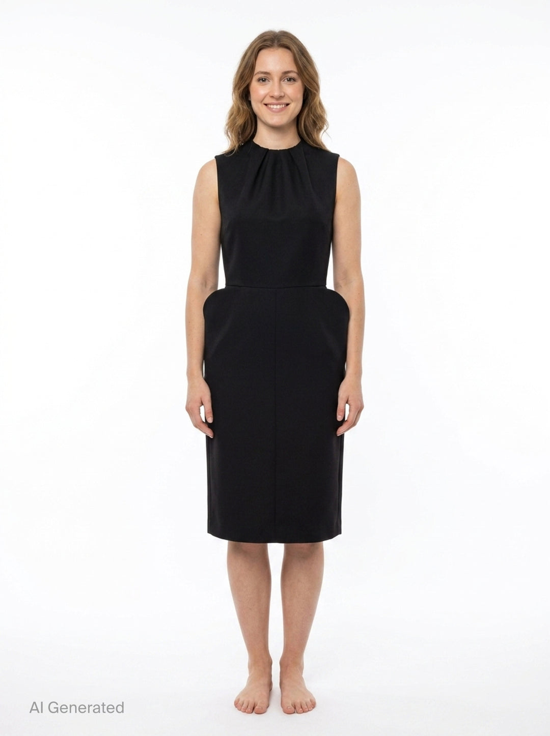 Black Structured Sleeveless Dress | pushBUTTON | Club21 - front