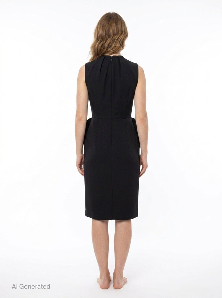 Black Structured Sleeveless Dress | pushBUTTON | Club21 - back