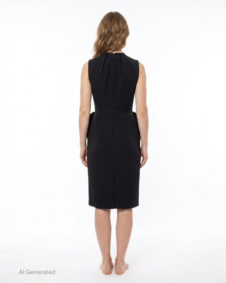 Black Structured Sleeveless Dress | pushBUTTON | Club21 - back