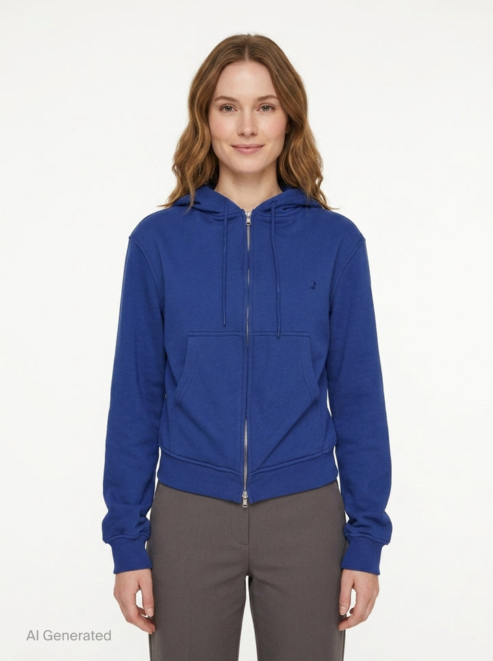 Blue Draped Zip-Up Hoodie | pushBUTTON | Club21 - front