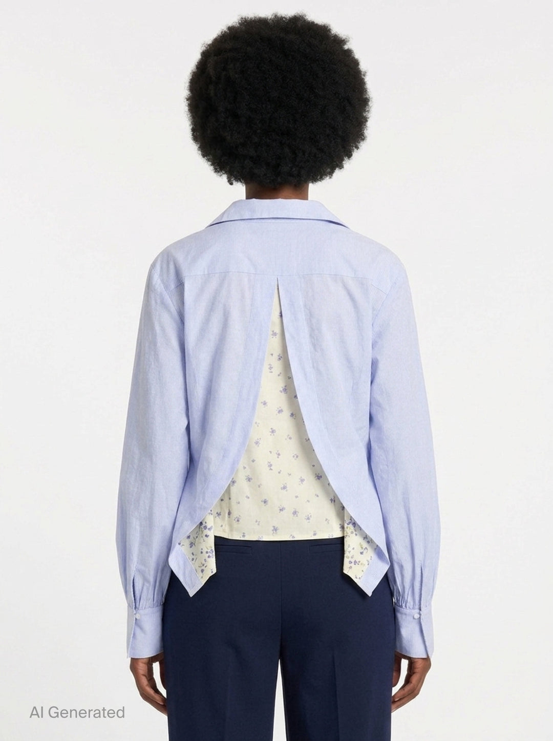 Blue Stripe Draped Layered Blouse | pushBUTTON | Club21 - back