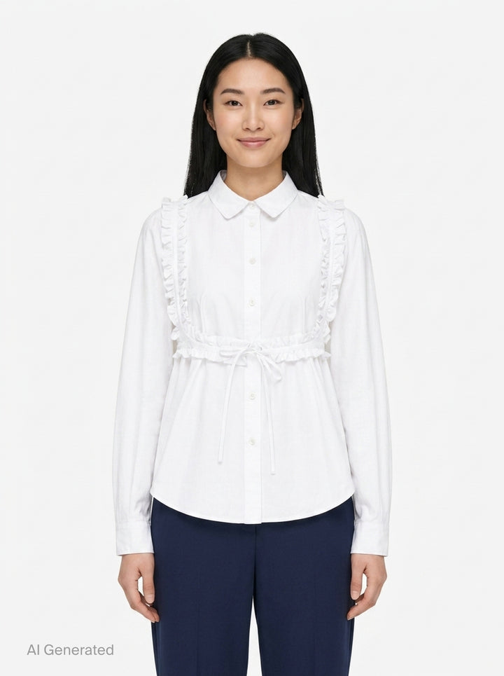 Bra Detail Cotton Shirt | pushBUTTON | Club21 - front