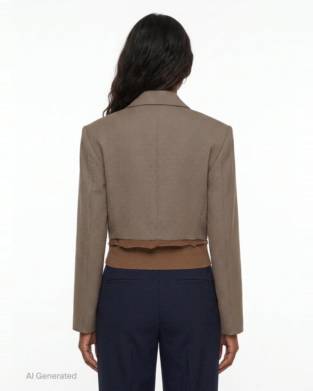 Brown Check Hybrid Jacket | pushBUTTON | Club21 - back