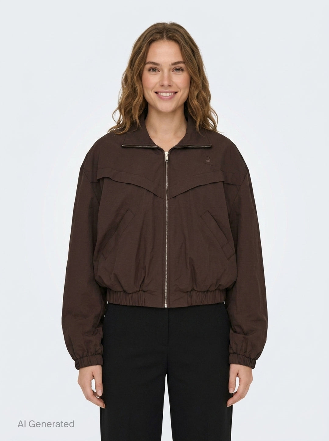 Brown Hybrid Wind Breaker Jacket | pushBUTTON | Club21 - front