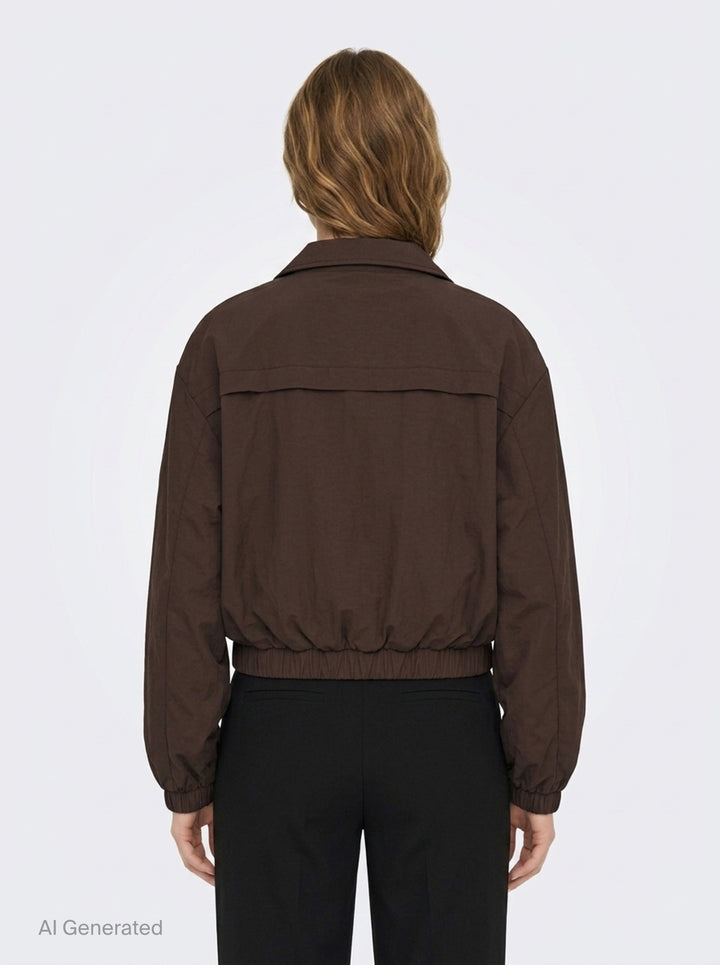 Brown Hybrid Wind Breaker Jacket | pushBUTTON | Club21 - back