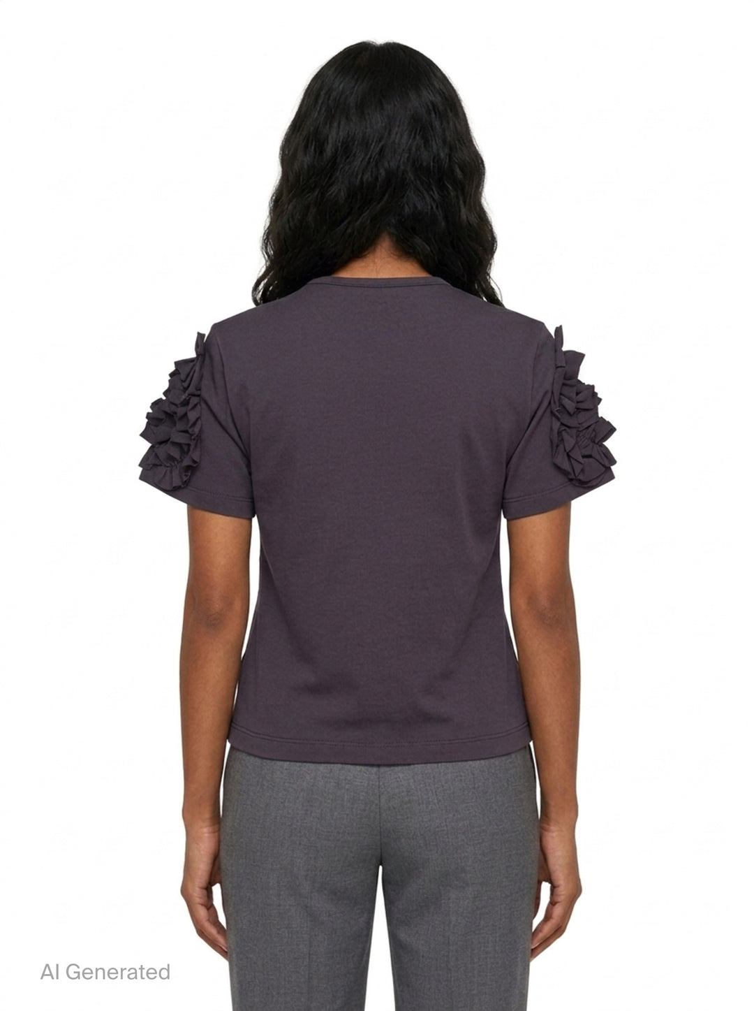 Dark Gray Frill Jersey Top | pushBUTTON | Club21 - back