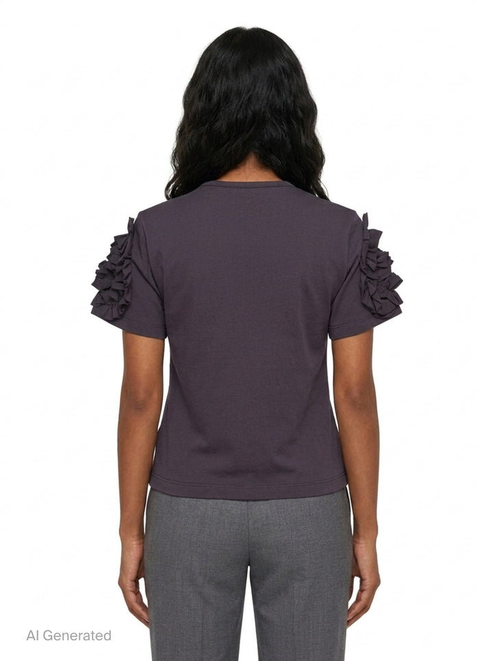 Dark Gray Frill Jersey Top | pushBUTTON | Club21 - back