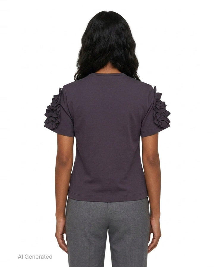 Dark Gray Frill Jersey Top | pushBUTTON | Club21 - back