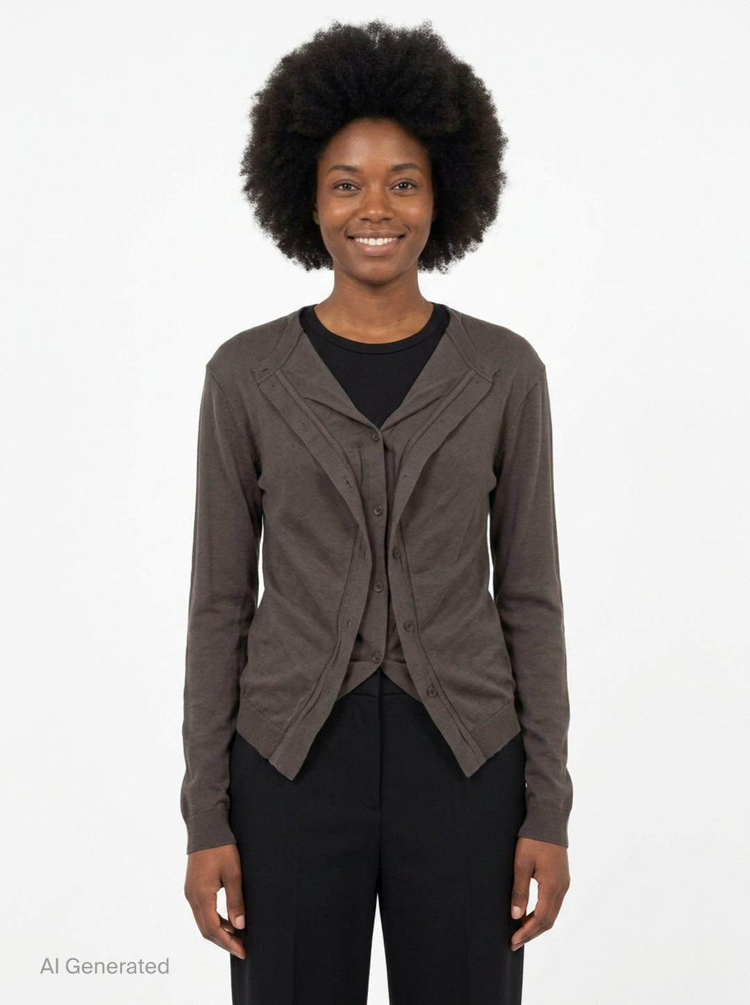 Dark Khaki Draped Cardigan | pushBUTTON | Club21 - front