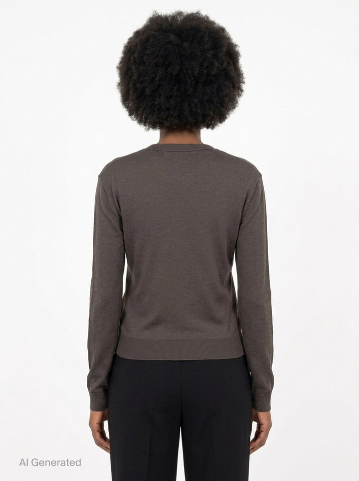 Dark Khaki Draped Cardigan | pushBUTTON | Club21 - back