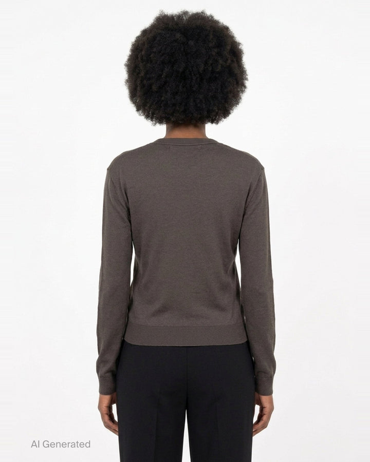 Dark Khaki Draped Cardigan | pushBUTTON | Club21 - back