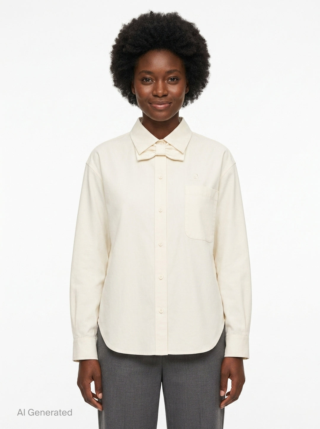 Ivory Bow Tie Shirt | pushBUTTON | Club21 - front