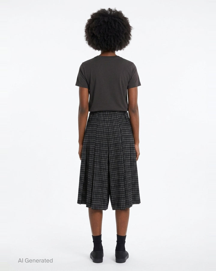 Navy Gray Check Bermuda Pants | pushBUTTON | Club21 - back