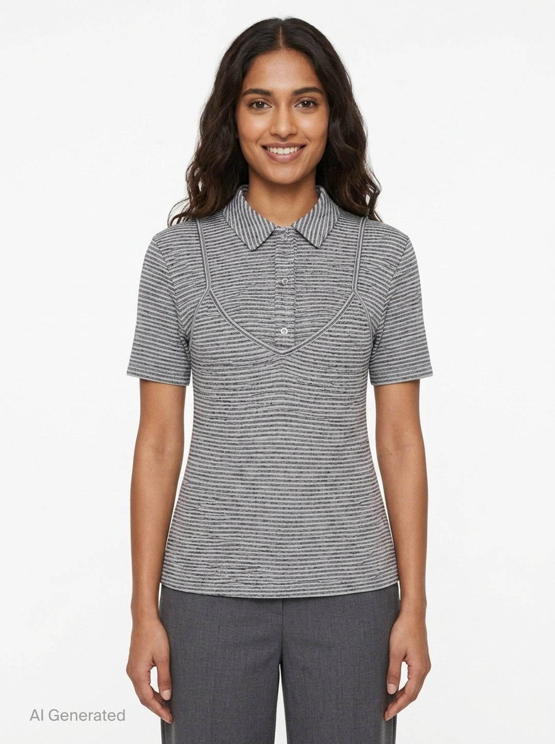 Stripe Layered Slip Polo | pushBUTTON | Club21 - front