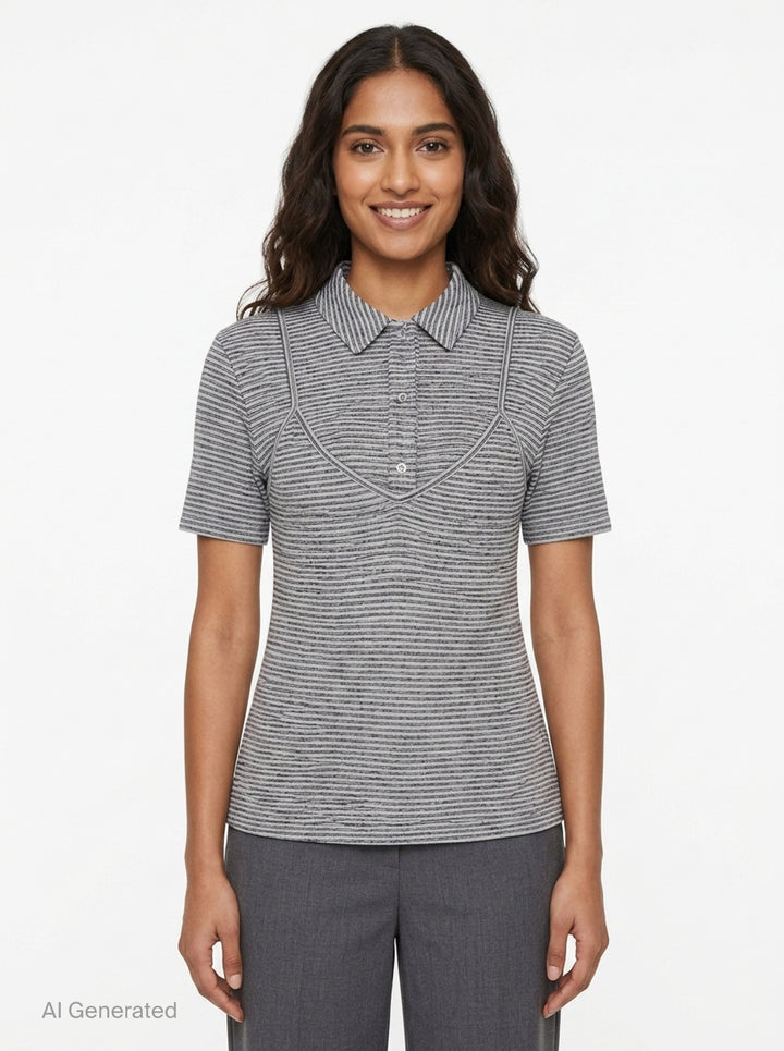 Stripe Layered Slip Polo | pushBUTTON | Club21 - front