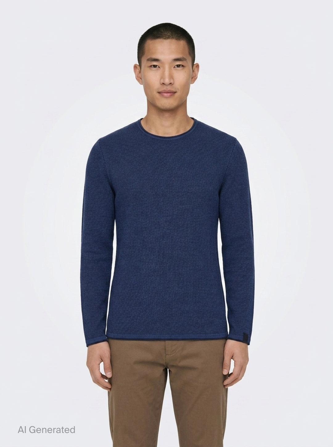 rag & bone Brooks Wool Crew Sweater in deep teal, featuring a slim fit, crew neckline, long sleeves, and raw-edge cuffs, displayed on a flat ghost mannequin - front