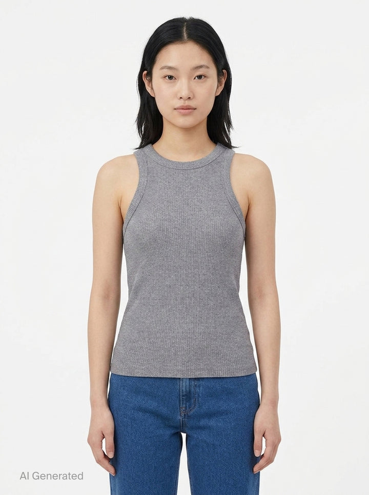 Essential Rib Heather Tank | rag & bone | Club21 - front