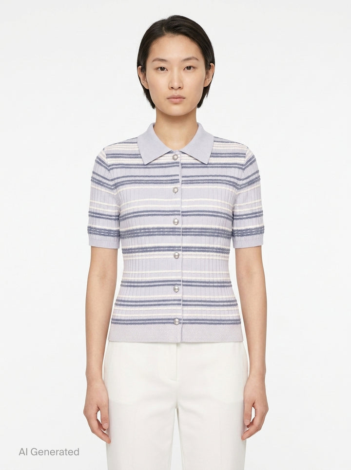Karina Stripe Short Sleeve Cardigan | rag & bone | Club21 - front